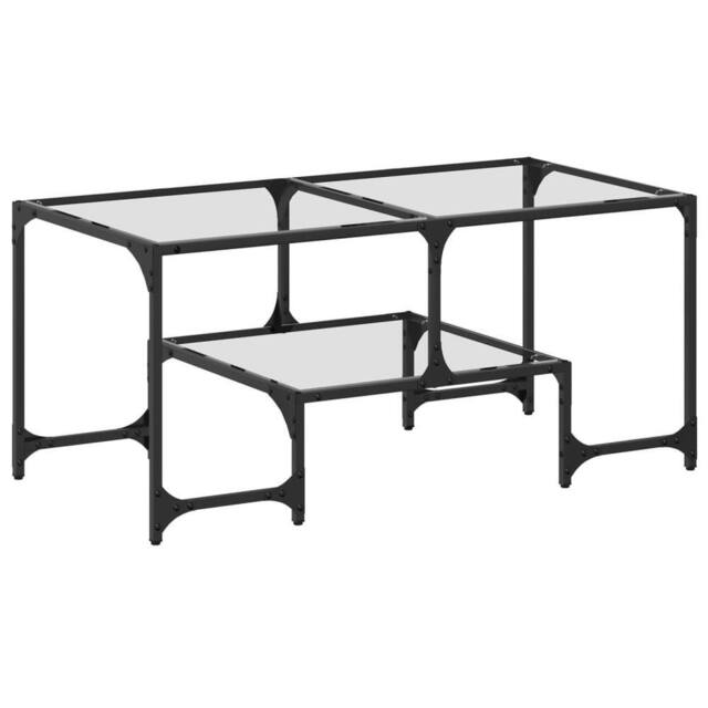 Berkfield Home Coffee Table with Transparent Glass Top 98.5x50x45 cm Steel - image 1