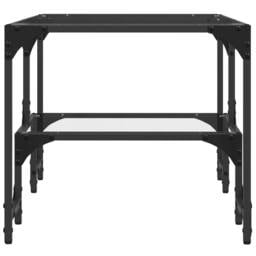 Berkfield Home Coffee Table with Transparent Glass Top 98.5x50x45 cm Steel - thumbnail 5