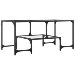 Berkfield Home Coffee Table with Transparent Glass Top 98.5x50x45 cm Steel - thumbnail 6