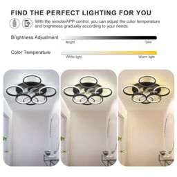 Garwarm Modern LED Dimmable Bladeless Ceiling Fans with Lights Black 63cm - thumbnail 6