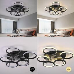 Garwarm Modern LED Dimmable Bladeless Ceiling Fans with Lights Black 63cm - thumbnail 2