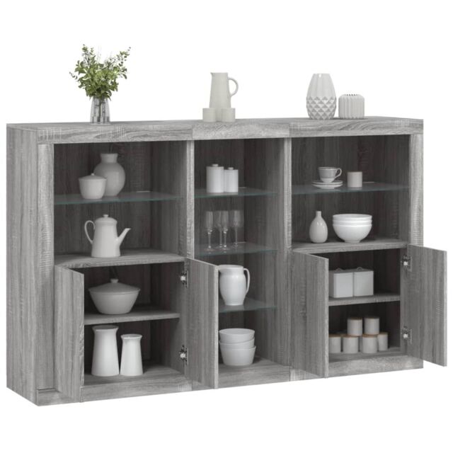Berkfield Home Sideboard with LED Lights Grey Sonoma 162x37x100 cm - Size: 162 x 37 x 100 cm - image 1
