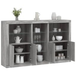 Berkfield Home Sideboard with LED Lights Grey Sonoma 162x37x100 cm - Size: 162 x 37 x 100 cm - thumbnail 1