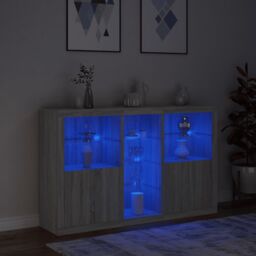 Berkfield Home Sideboard with LED Lights Grey Sonoma 162x37x100 cm - Size: 162 x 37 x 100 cm - thumbnail 5