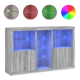 Berkfield Home Sideboard with LED Lights Grey Sonoma 162x37x100 cm - Size: 162 x 37 x 100 cm - thumbnail 2