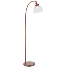 Loops Curved Arm Floor Lamp Aged Copper Tall Free Standing Metal Retro Reading Light - thumbnail 3