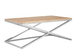 Orsina Durable Coffee Table, Oak Table Top Decorative Coffee Table For Livingroom, Sturdy Modern Coffee Table in Silver - thumbnail 5