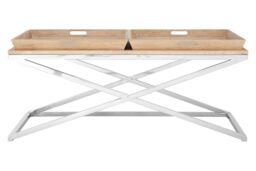 Orsina Durable Coffee Table, Oak Table Top Decorative Coffee Table For Livingroom, Sturdy Modern Coffee Table in Silver - thumbnail 6