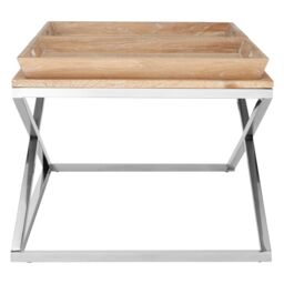 Orsina Durable Coffee Table, Oak Table Top Decorative Coffee Table For Livingroom, Sturdy Modern Coffee Table in Silver - thumbnail 3