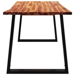 Berkfield Home Dining Table with Live Edge 140x80x75 cm Solid Wood Acacia in Brown - Size: 140 x 80 x 75 cm - thumbnail 5
