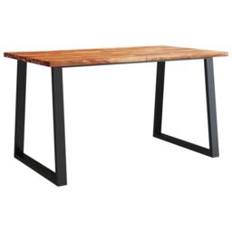 Berkfield Home Dining Table with Live Edge 140x80x75 cm Solid Wood Acacia in Brown - Size: 140 x 80 x 75 cm - thumbnail 2