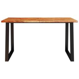 Berkfield Home Dining Table with Live Edge 140x80x75 cm Solid Wood Acacia in Brown - Size: 140 x 80 x 75 cm - thumbnail 4
