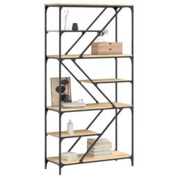 Berkfield Home Bookshelf Sonoma Oak 91x36x176 cm Engineered Wood & Steel in Brown - Size: 91 x 36 x 176 cm - thumbnail 3