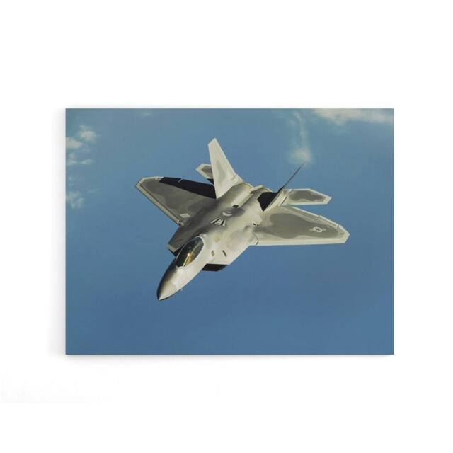 "Artery8 Dunaway Military USA F 22 Raptor Jet Canvas Wall Art Print in Blue - Size: W18"" x H24""" - image 1