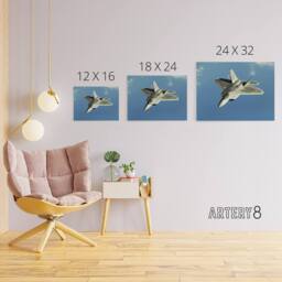 "Artery8 Dunaway Military USA F 22 Raptor Jet Canvas Wall Art Print in Blue - Size: W18"" x H24""" - thumbnail 4