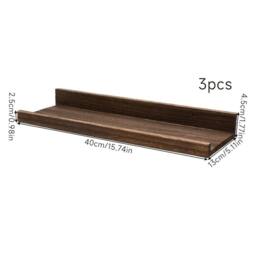 Kelvenix 3 Pcs Wall Floating Book Shelves Charcoal Color in Brown - Size: 0.6m2 - thumbnail 2