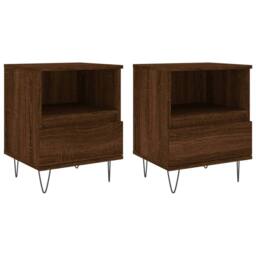 Berkfield Home Bedside Cabinets 2 pcs Brown Oak 40x35x50 cm Engineered Wood - Size: 40 x 35 x 50 cm - thumbnail 1
