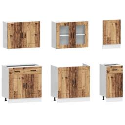 Berkfield Home 7 Piece Kitchen Cabinet Set Kalmar Old Wood Engineered Wood in Brown - thumbnail 4