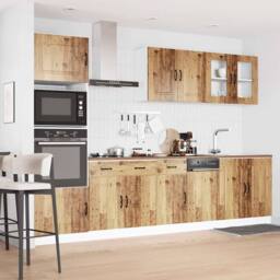 Berkfield Home 7 Piece Kitchen Cabinet Set Kalmar Old Wood Engineered Wood in Brown - thumbnail 3