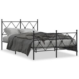 Berkfield Home Metal Bed Frame without Mattress with Footboard Black 120x200cm - Size: Small Double - thumbnail 2