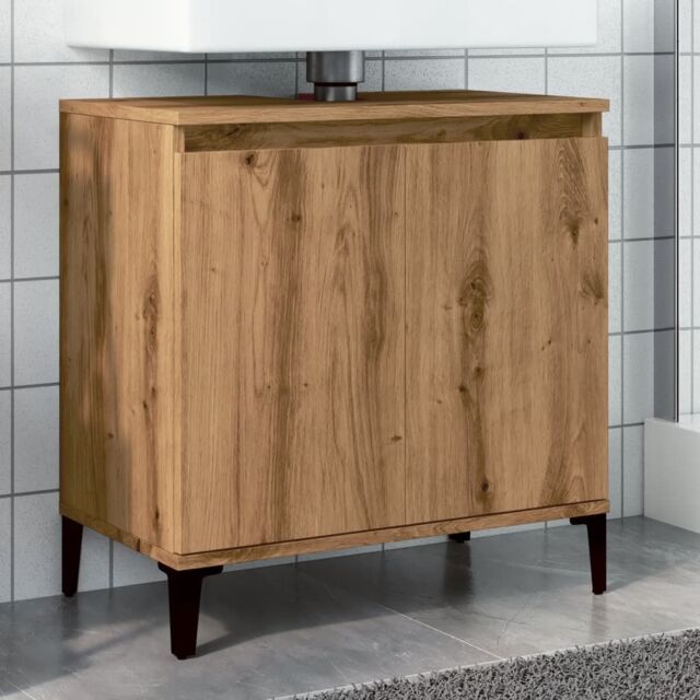 Berkfield Home Sink Cabinet Artisan Oak 58x33x60 cm Engineered Wood in Brown - Size: 58 x 33 x 60 cm - image 1