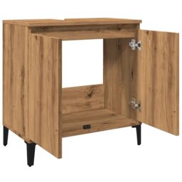 Berkfield Home Sink Cabinet Artisan Oak 58x33x60 cm Engineered Wood in Brown - Size: 58 x 33 x 60 cm - thumbnail 5