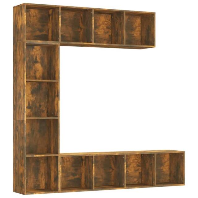 Berkfield Home 3 Piece Book/TV Cabinet Set Smoked Oak 180x30x180 cm in Brown - Size: 180 x 30 x 180 cm - image 1