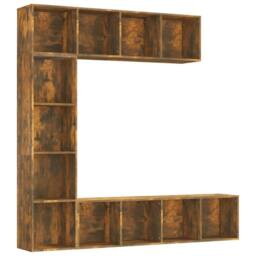 Berkfield Home 3 Piece Book/TV Cabinet Set Smoked Oak 180x30x180 cm in Brown - Size: 180 x 30 x 180 cm - thumbnail 1