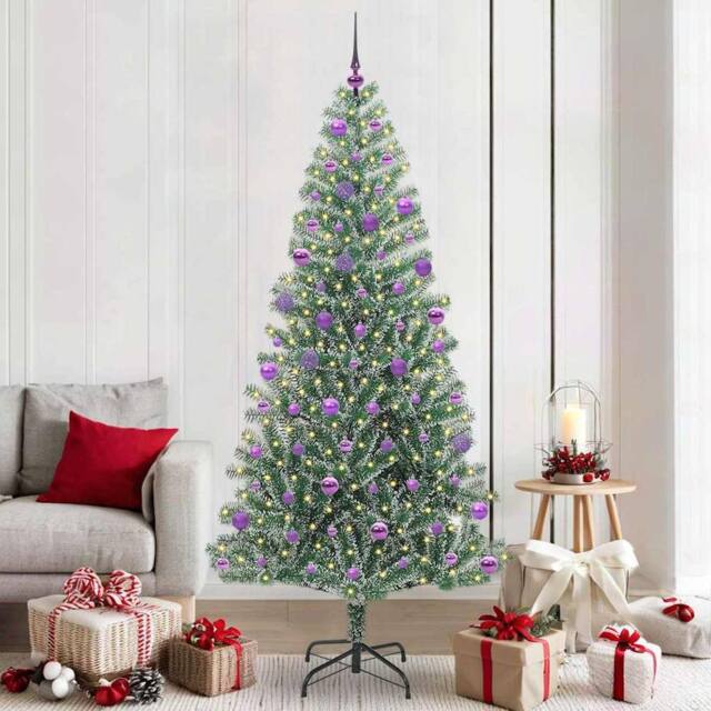 Berkfield Home Artificial Christmas Tree Snow Flocked with LED Light 210 cm in Green - image 1