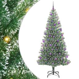 Berkfield Home Artificial Christmas Tree Snow Flocked with LED Light 210 cm in Green - thumbnail 2