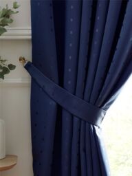 Luxury Living Adi Lined Ring Top Eyelet Curtains in Navy - Size: 229 cm width x 183 cm drop - thumbnail 3