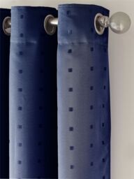 Luxury Living Adi Lined Ring Top Eyelet Curtains in Navy - Size: 229 cm width x 183 cm drop - thumbnail 2