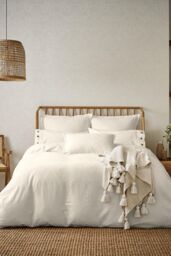Morris & Co 'Pure Linen Cotton' Duvet Cover in White - Size: Double