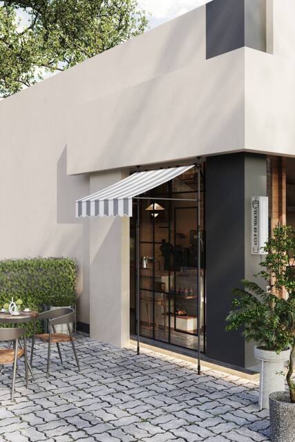 Living and Home Outdoor Manual Retractable Patio Awning with Hand Crank in Grey - Size: Small - image 1