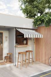 Living and Home Outdoor Manual Retractable Patio Awning with Hand Crank in Grey - Size: Small - thumbnail 2