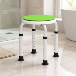 STILVORA Adjustable Shower Stool with Swivel Seat Green - thumbnail 1