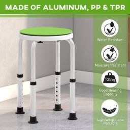 STILVORA Adjustable Shower Stool with Swivel Seat Green - thumbnail 7