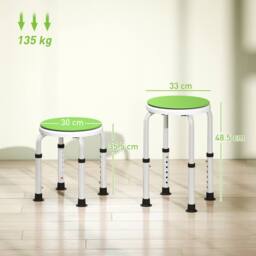 STILVORA Adjustable Shower Stool with Swivel Seat Green - thumbnail 3