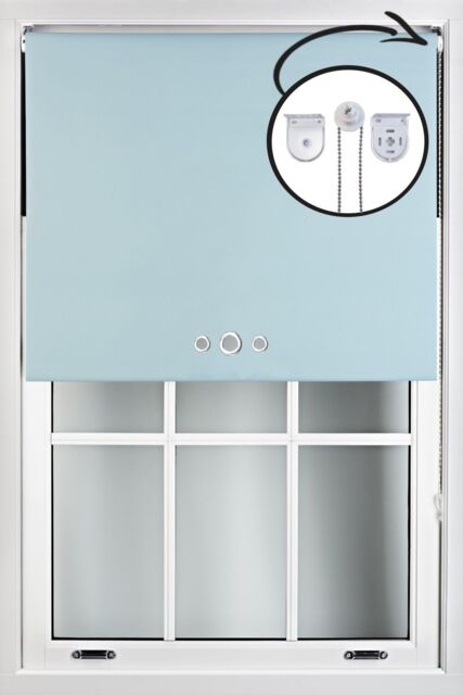 Furnished Duck Egg Blue Blackout Roller Blinds with Triple Round Eyelets & Metal Fittings - Size: 95 cm width x 165 cm drop - image 1