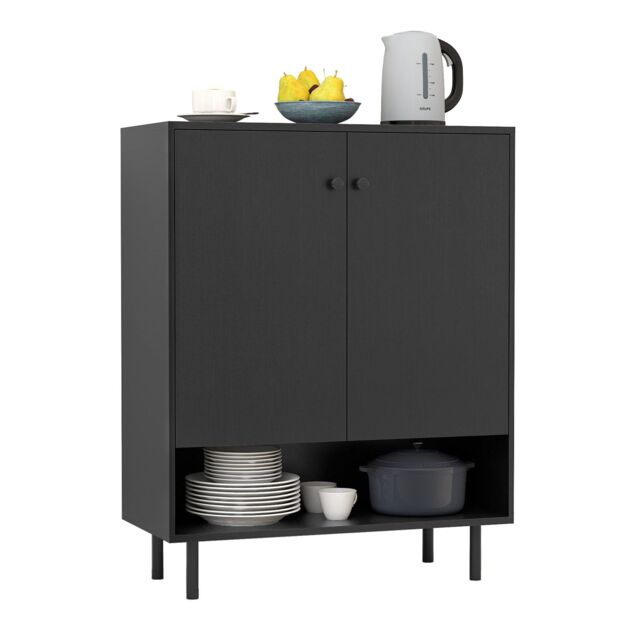 Costway Sideboard Buffet Cabinet 2-Door Kitchen Storage Cabinet in Black - image 1