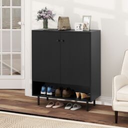 Costway Sideboard Buffet Cabinet 2-Door Kitchen Storage Cabinet in Black - thumbnail 4