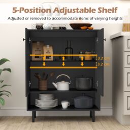 Costway Sideboard Buffet Cabinet 2-Door Kitchen Storage Cabinet in Black - thumbnail 7