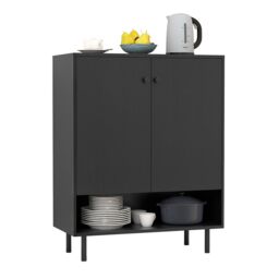 Costway Sideboard Buffet Cabinet 2-Door Kitchen Storage Cabinet in Black - thumbnail 1