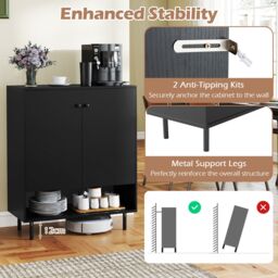 Costway Sideboard Buffet Cabinet 2-Door Kitchen Storage Cabinet in Black - thumbnail 8
