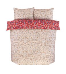 Rapport Home Harrow Microfibre Floral Reversible Duvet Cover Set with Pillowcase in Red - Size: King - thumbnail 3