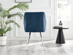 FurnitureboxUK Set of 2 Falun Deep Padded Dining Chairs Upholstered in Soft & Durable Fabric With Silver Chrome Legs in Blue - thumbnail 6