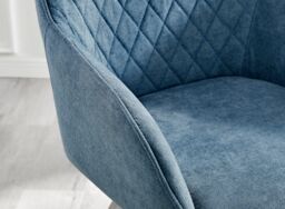 FurnitureboxUK Set of 2 Falun Deep Padded Dining Chairs Upholstered in Soft & Durable Fabric With Silver Chrome Legs in Blue - thumbnail 5