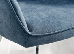 FurnitureboxUK Set of 2 Falun Deep Padded Dining Chairs Upholstered in Soft & Durable Fabric With Silver Chrome Legs in Blue - thumbnail 4