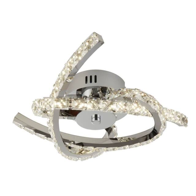 Lighting Collection 3 Arm Led Semi Flush Crystal Inserts Ceiling Light in Silver - image 1