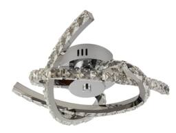 Lighting Collection 3 Arm Led Semi Flush Crystal Inserts Ceiling Light in Silver - thumbnail 2